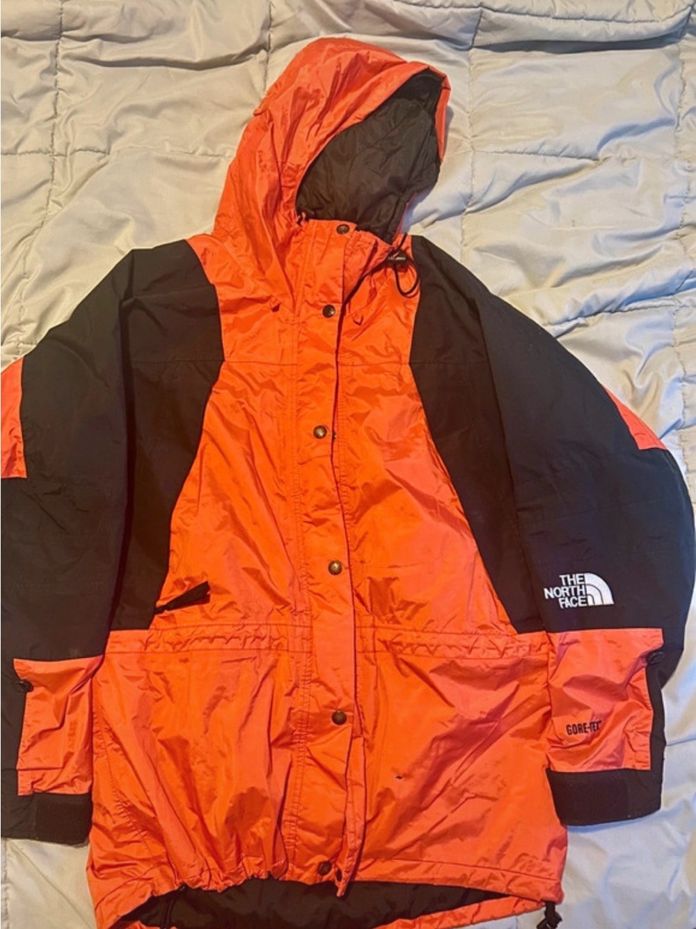 The North Face Orange and Black Ski Jacket with Hood